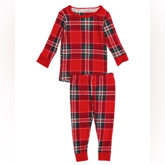 Let’s Get Cozy Christmas Crimson Plaid family Sleep Collection Pajamas NEW 12m - Picture 1 of 4